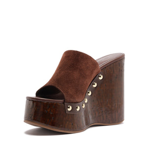 Dalle Studs Suede Sandal in Root Brown