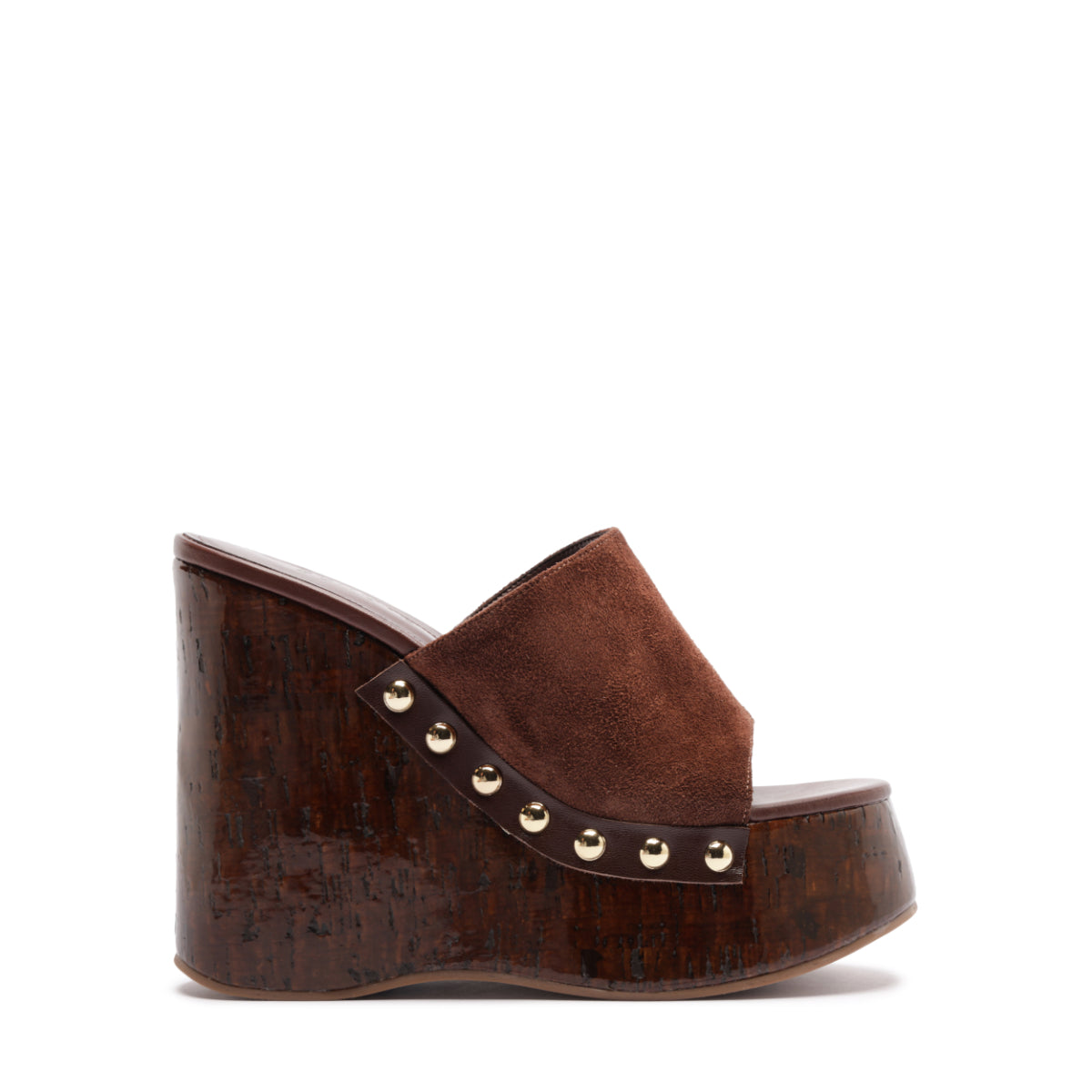 Dalle Studs Suede Sandal in Root Brown