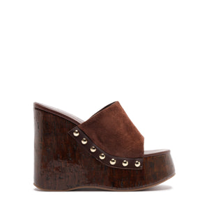 Dalle Studs Suede Sandal in Root Brown