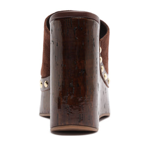 Dalle Studs Suede Sandal in Root Brown