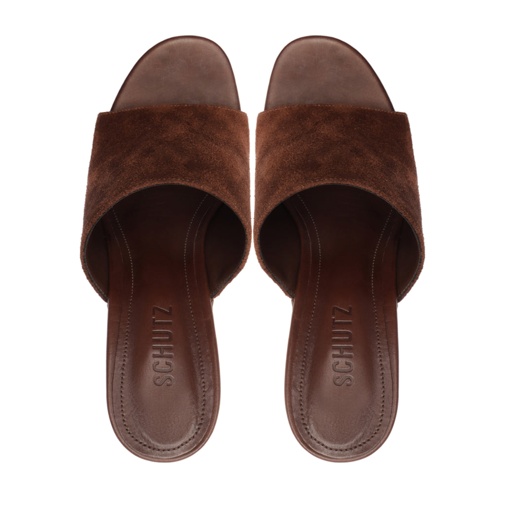 Dalle Studs Suede Sandal in Root Brown