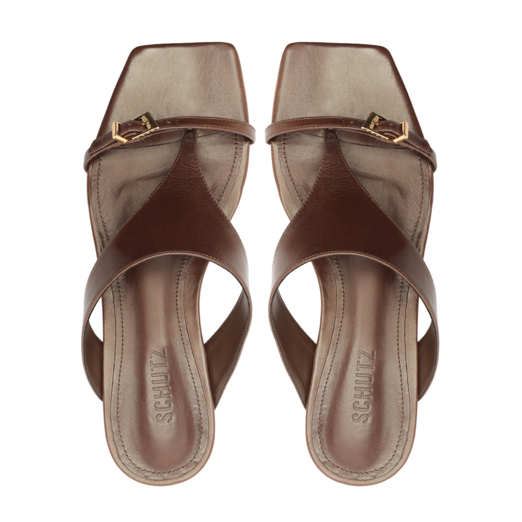 Tana Leather Sandal in Root Brown
