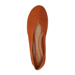 Courtney Suede Flat in Hazel Caramel