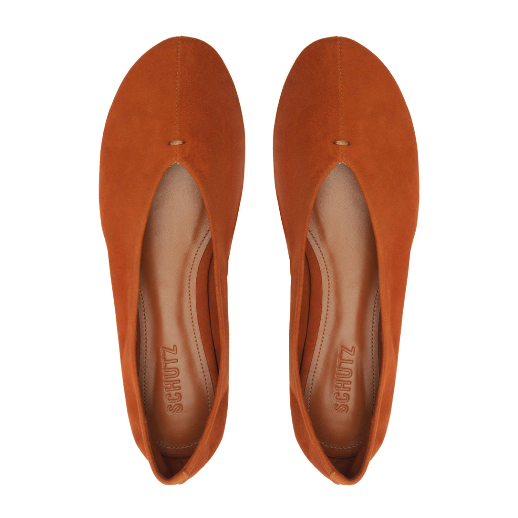 Courtney Suede Flat in Hazel Caramel