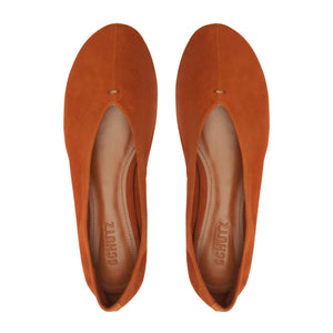Courtney Suede Flat in Hazel Caramel