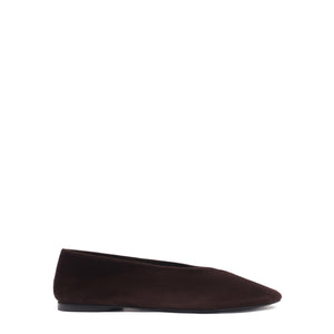 Courtney Suede Flat in Seal Brown
