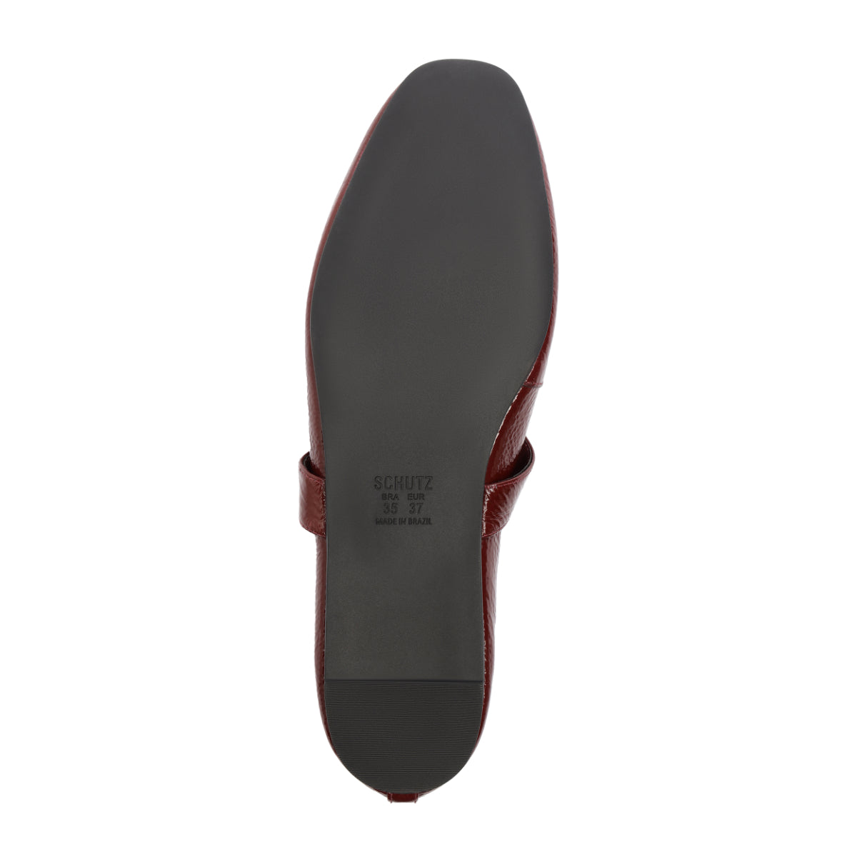 Courtney Buckle Patent Flat in Vino