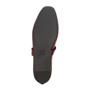 Courtney Buckle Patent Flat in Vino