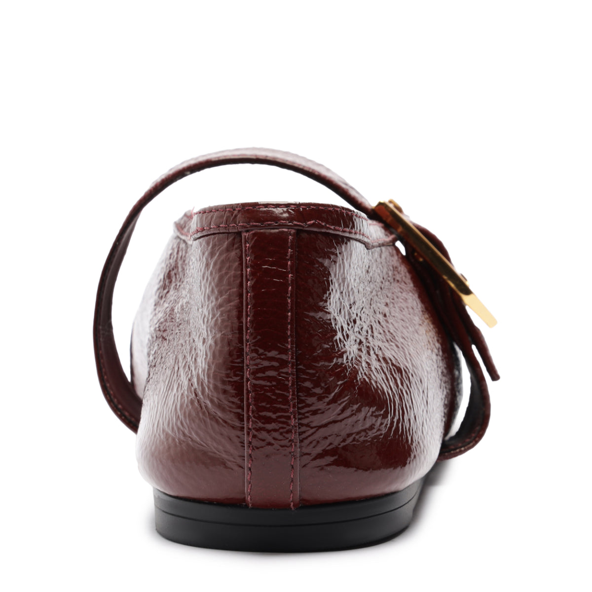 Courtney Buckle Patent Flat in Vino