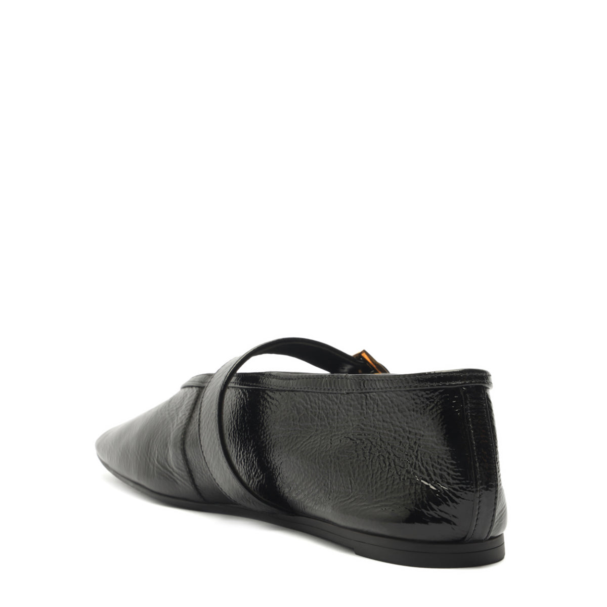 Courtney Buckle Patent Flat in Black