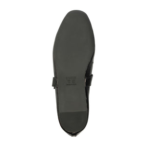 Courtney Buckle Patent Flat in Black