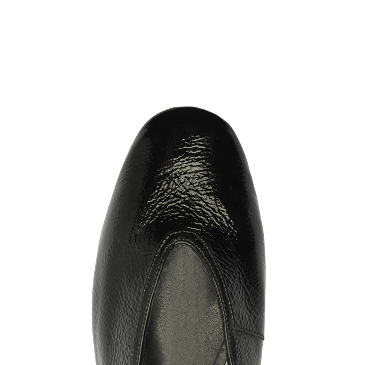 Courtney Buckle Patent Flat in Black