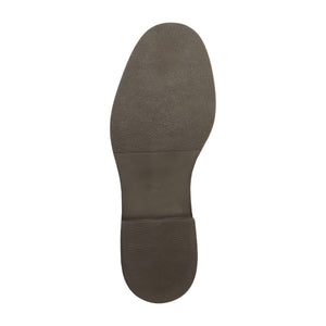 Bottom view of Bianca Leather Boot in Maplewood showcasing textured outsole with a white background
