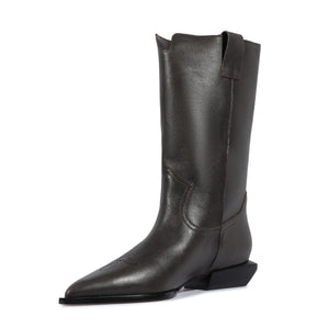 Ashley Leather Bootie in Root Brown