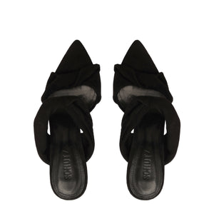 Meline Mule Suede Sandal in Black