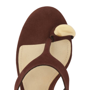 Maisie Nubuck Sandal in Chestnut Brown
