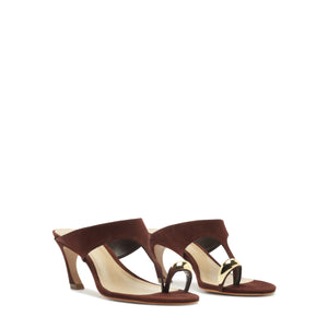 Maisie Nubuck Sandal in Chestnut Brown