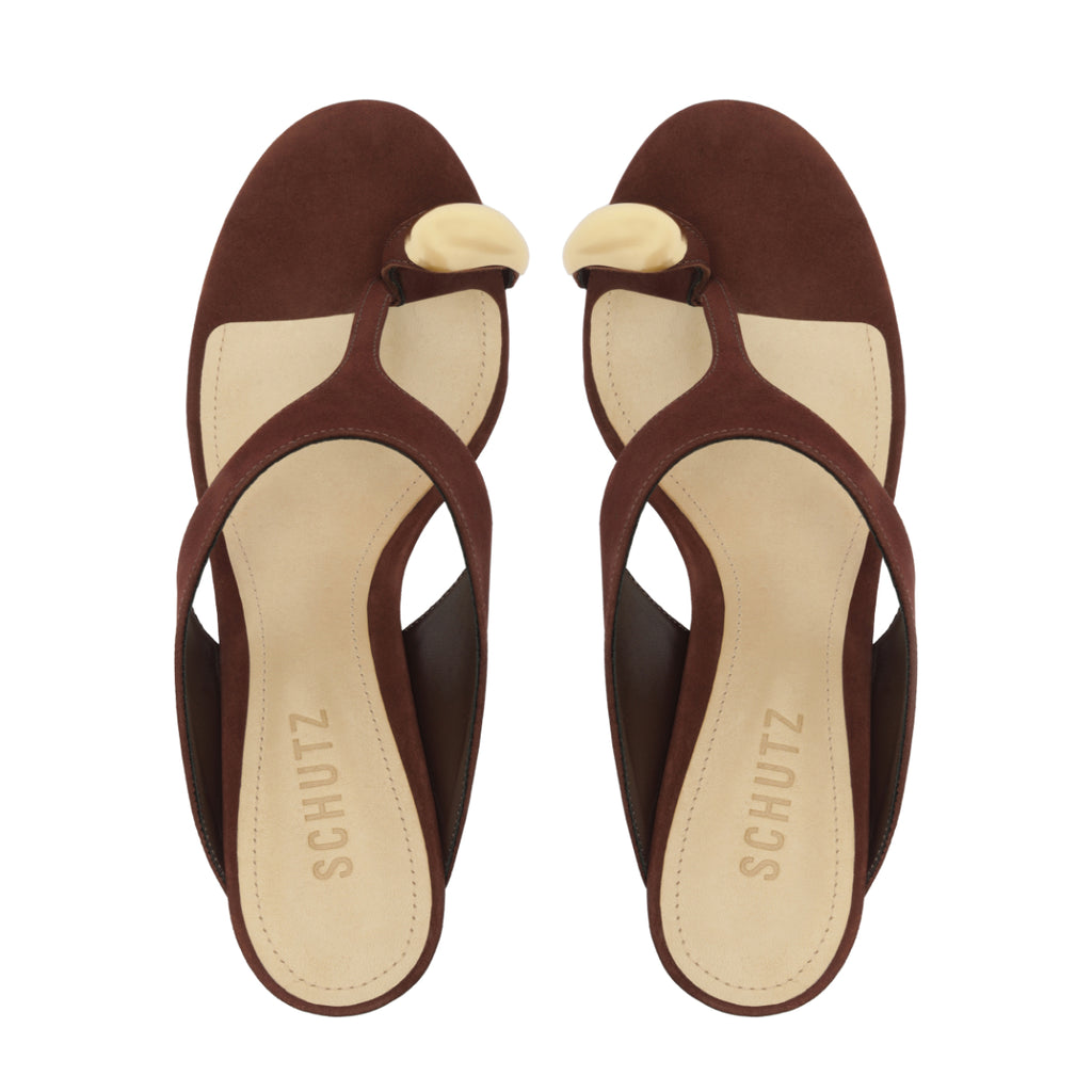 Maisie Nubuck Sandal in Chestnut Brown