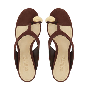 Maisie Nubuck Sandal in Chestnut Brown