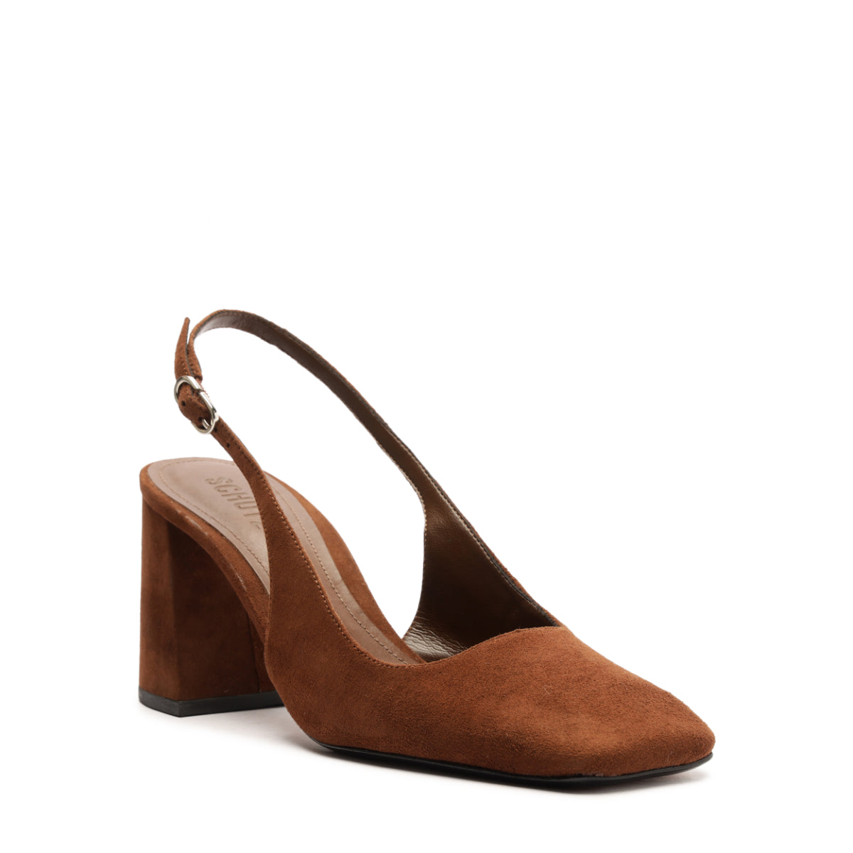 Leia Block Suede Pump in Pecan Brown
