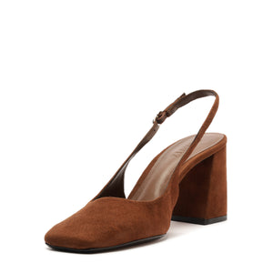 Leia Block Suede Pump in Pecan Brown