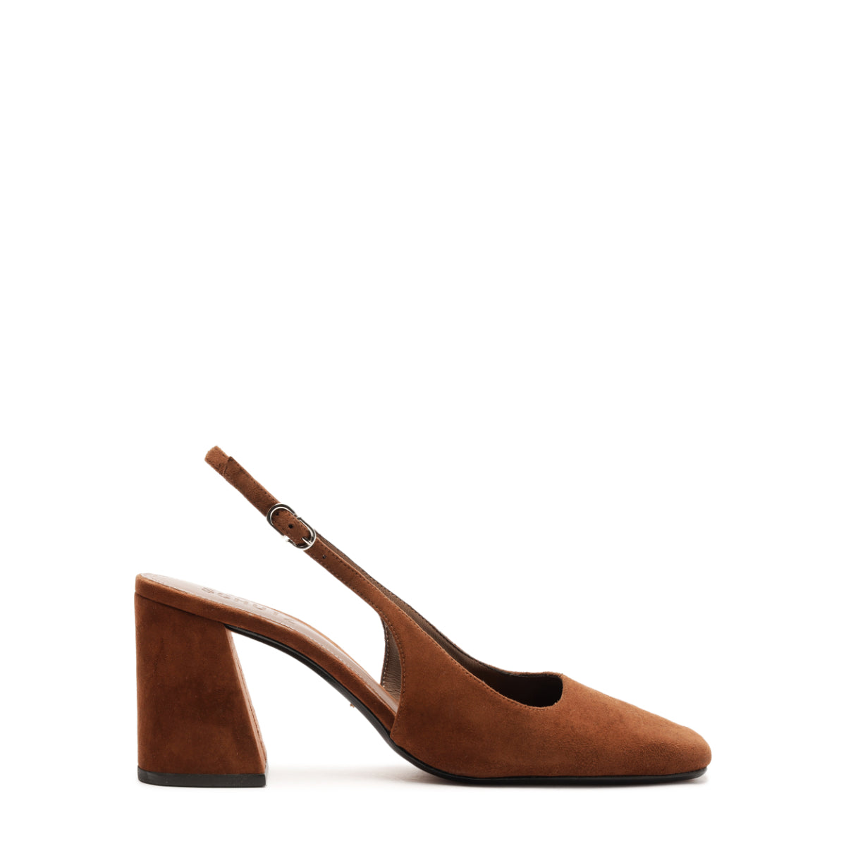 Leia Block Suede Pump in Pecan Brown