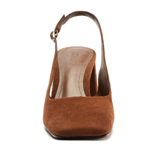 Leia Block Suede Pump in Pecan Brown