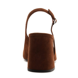 Leia Block Suede Pump in Pecan Brown