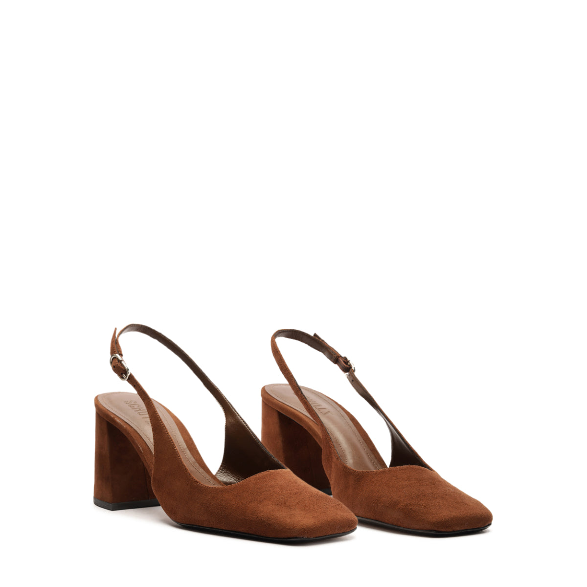 Leia Block Suede Pump in Pecan Brown