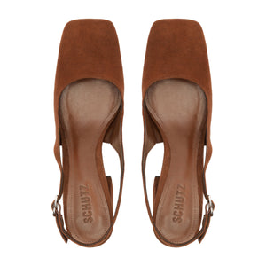 Leia Block Suede Pump in Pecan Brown