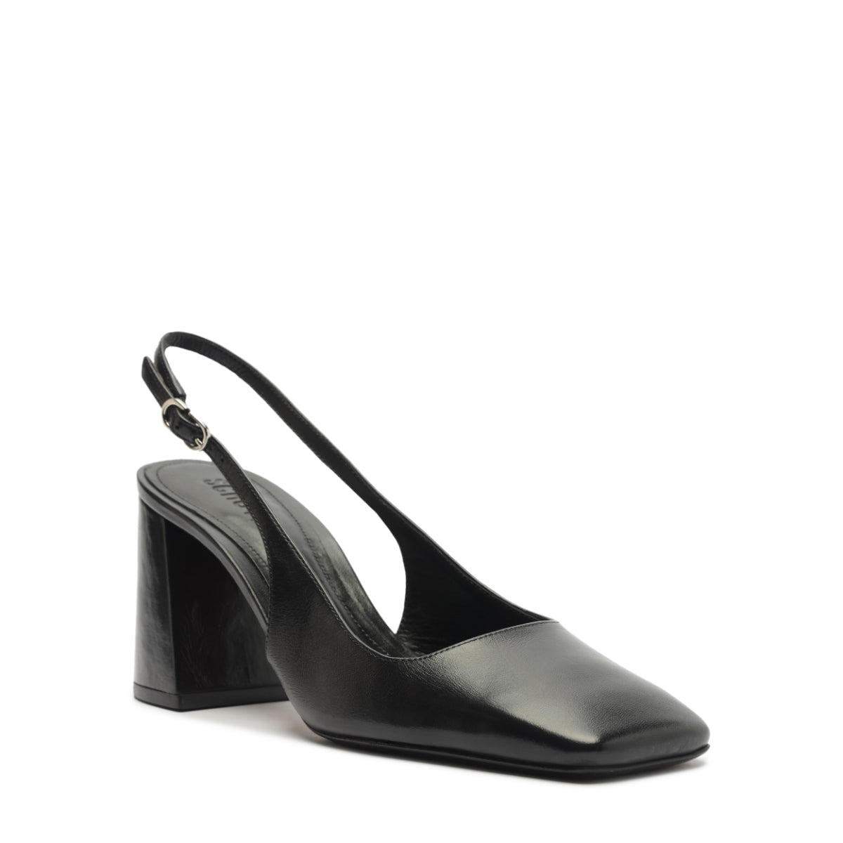 Leia Block Leather Pump in Black