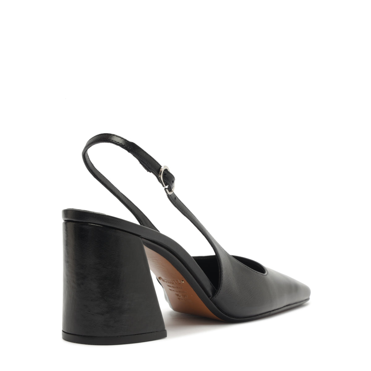 Leia Block Leather Pump in Black