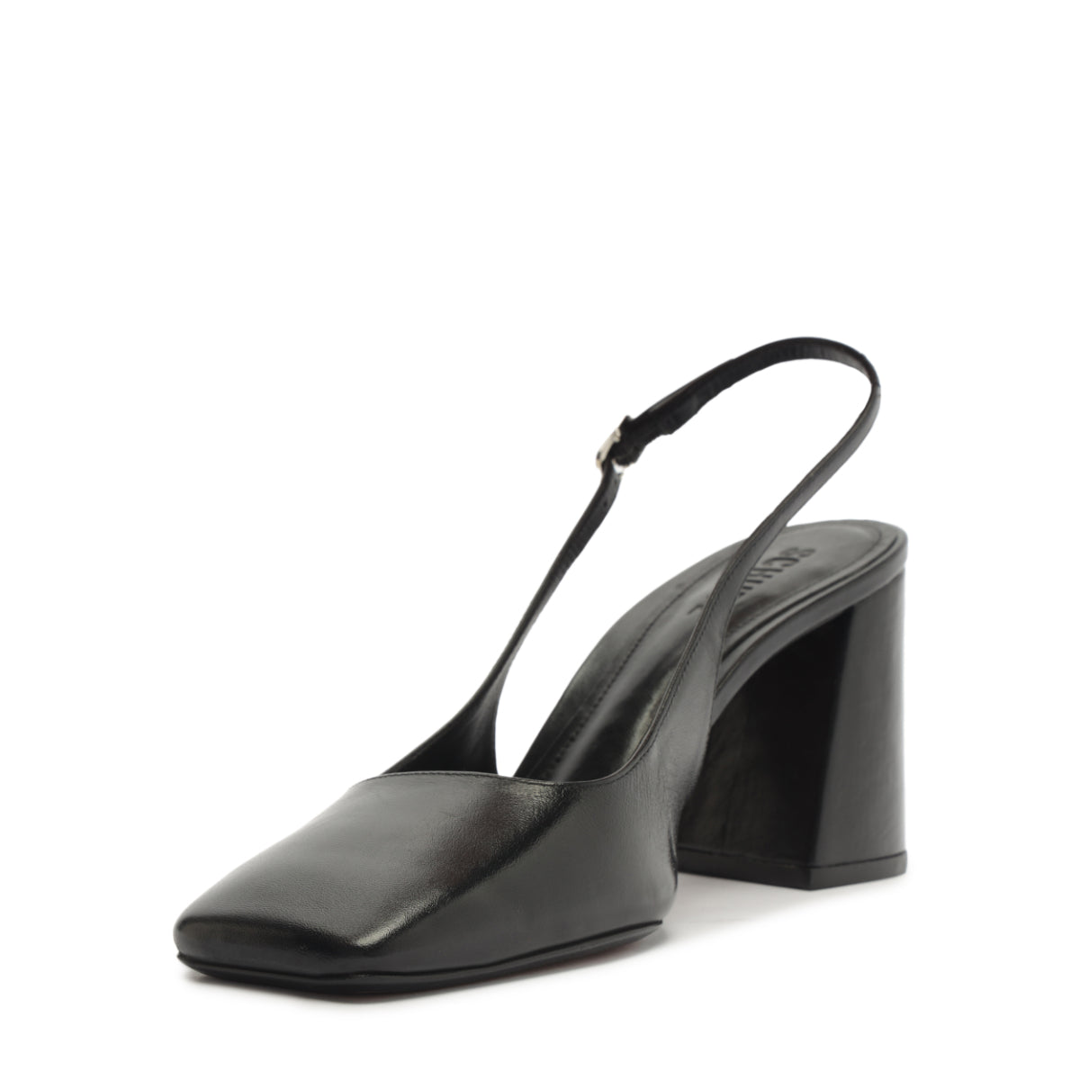 Leia Block Leather Pump in Black