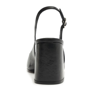 Leia Block Leather Pump in Black