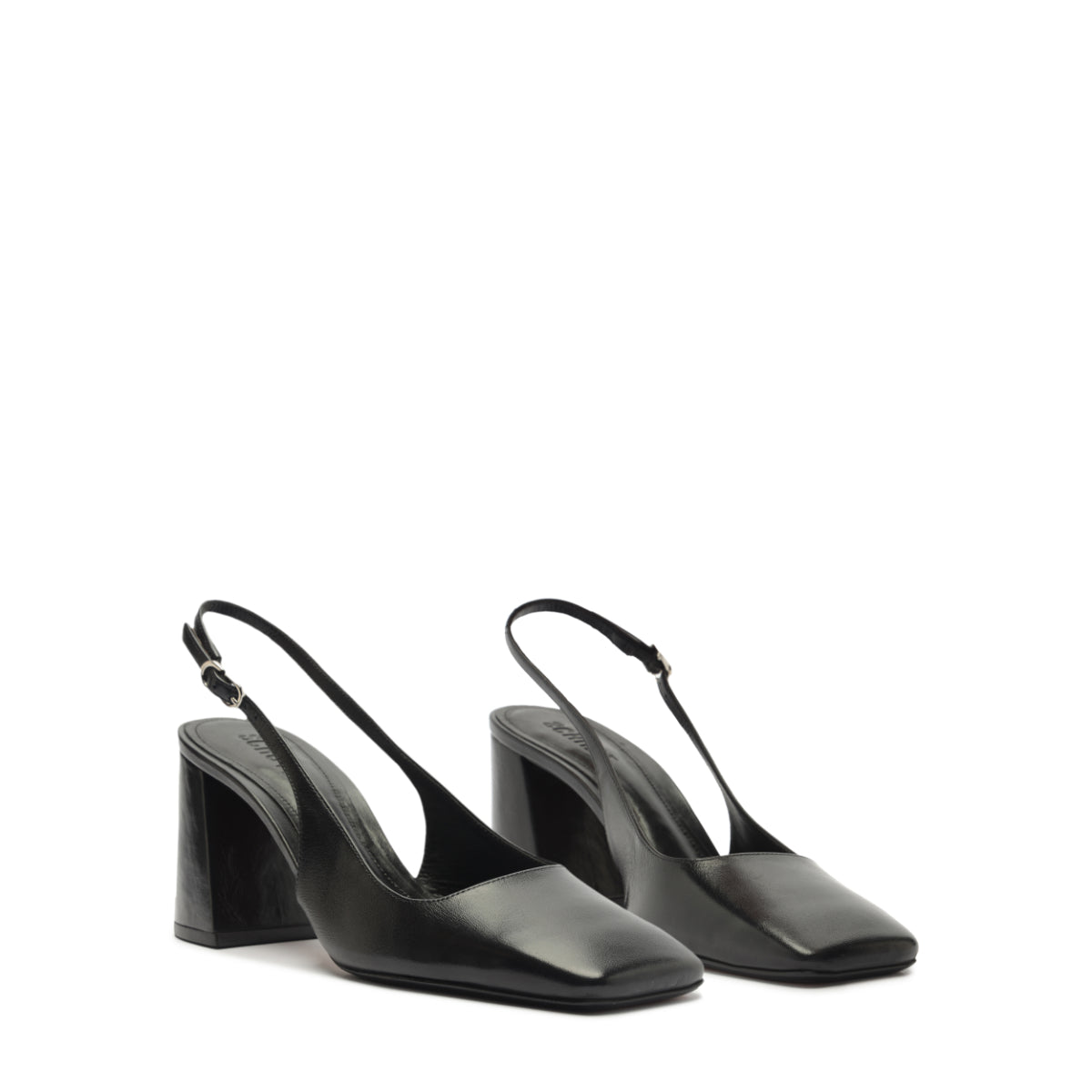Leia Block Leather Pump in Black