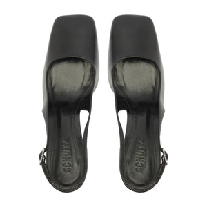 Leia Block Leather Pump in Black