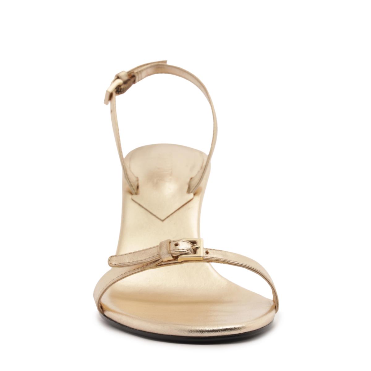 Aurora Sling Mid Metallic Sandal in Platina
