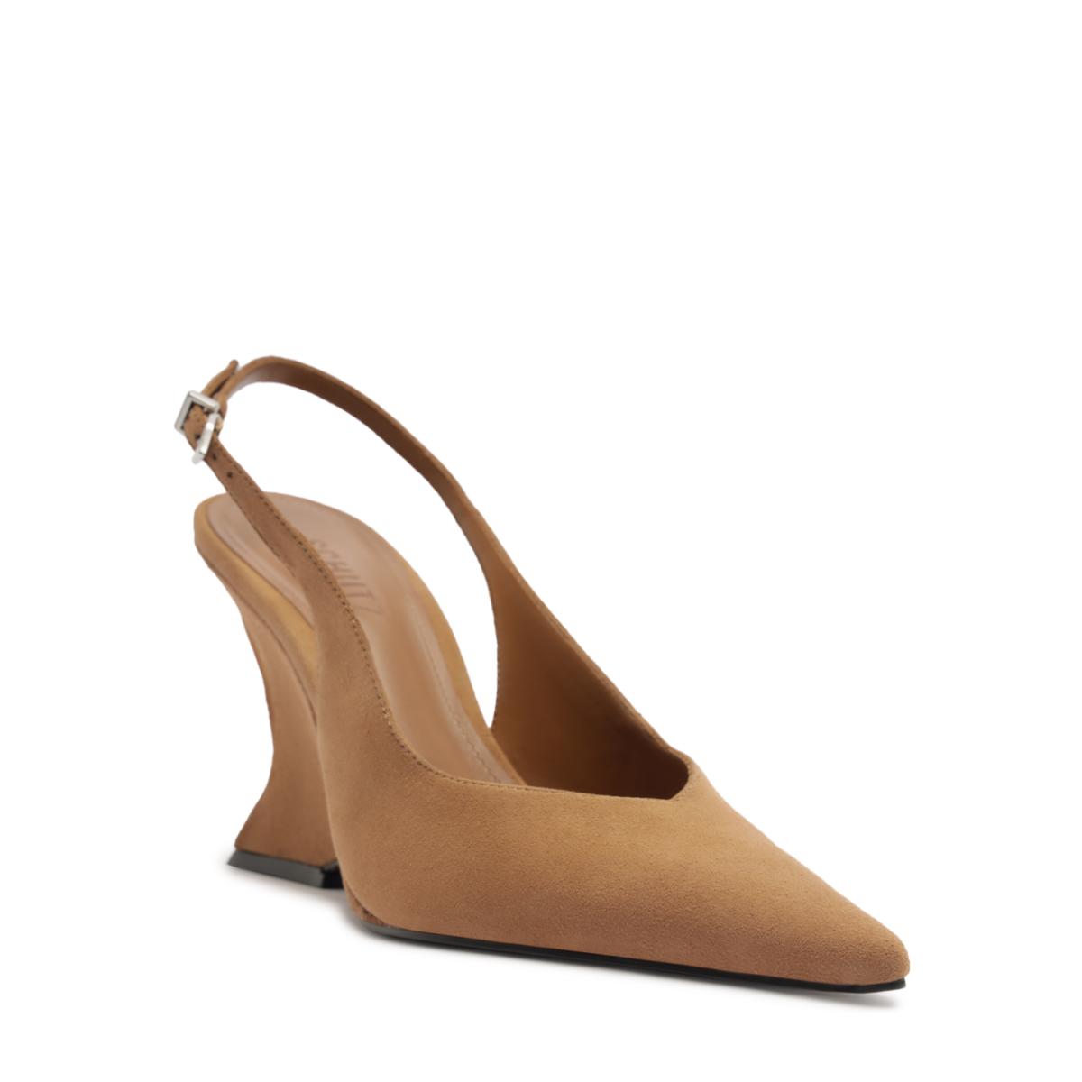 Siena Buckle Suede Pump in Wood