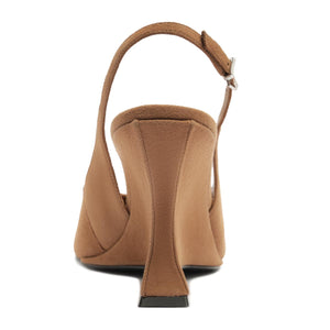 Siena Buckle Suede Pump in Wood
