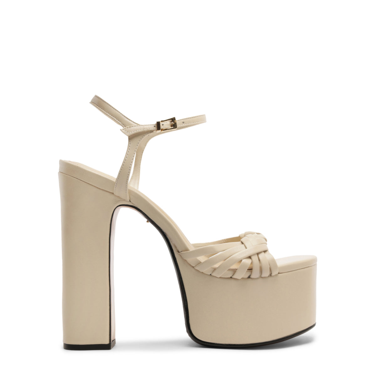 Tara Platform Leather Sandal in Sugar White
