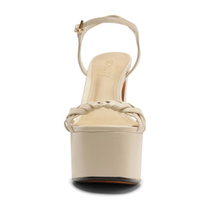 Tara Platform Leather Sandal in Sugar White