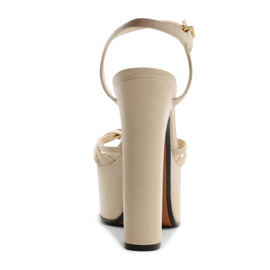 Tara Platform Leather Sandal in Sugar White