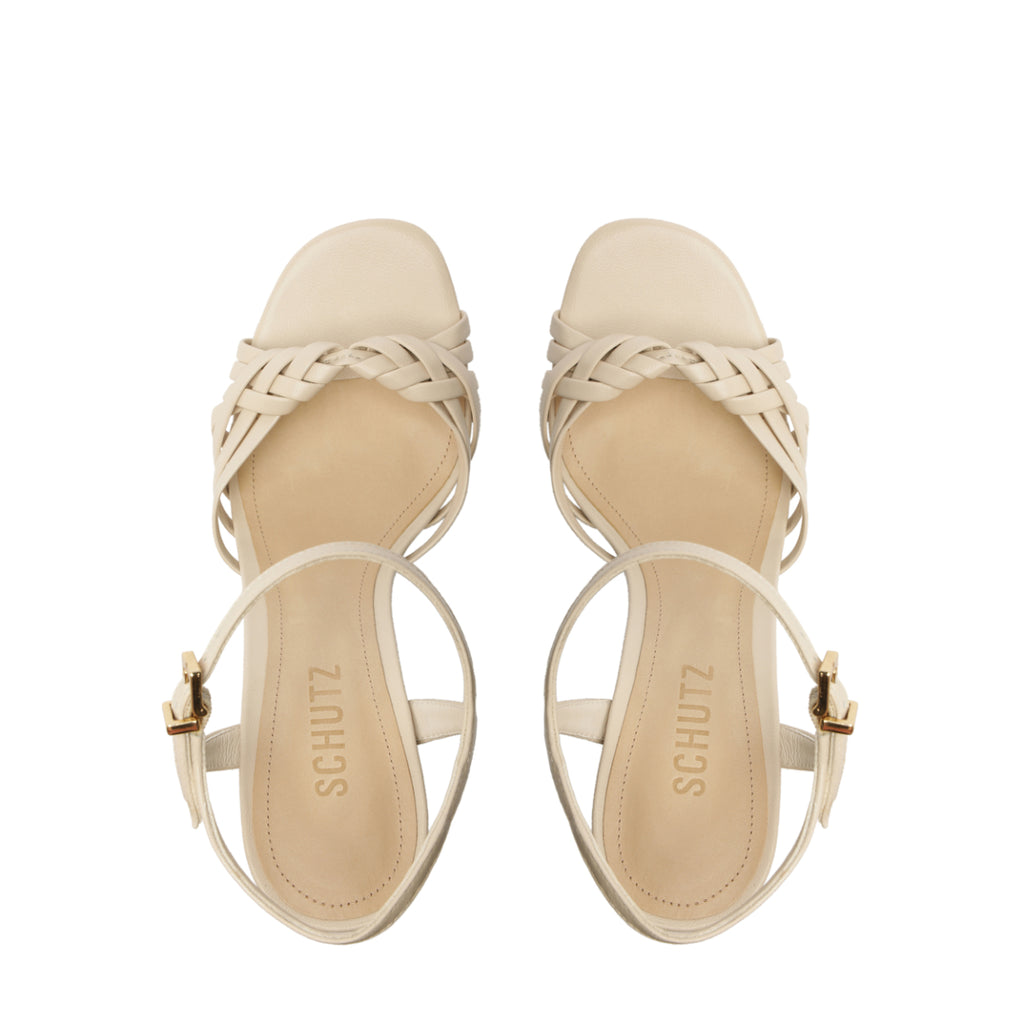 Tara Platform Leather Sandal in Sugar White