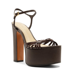 Tara Platform Leather Sandal in Chestnut Brown