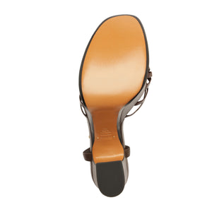 Tara Platform Leather Sandal in Chestnut Brown