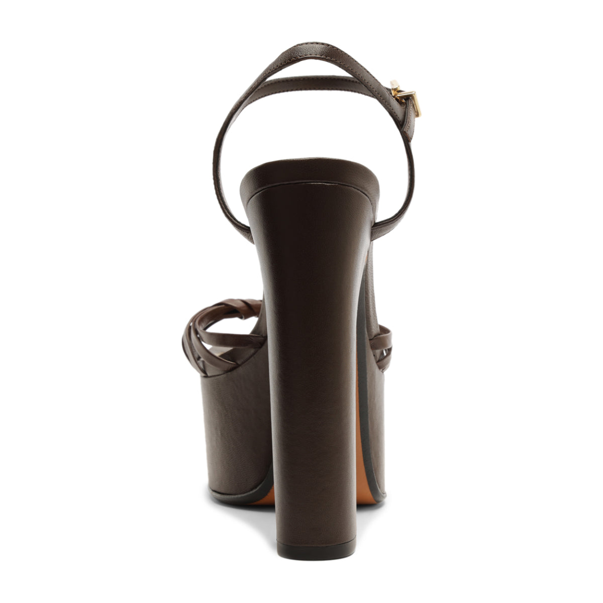 Tara Platform Leather Sandal in Chestnut Brown