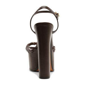 Tara Platform Leather Sandal in Chestnut Brown