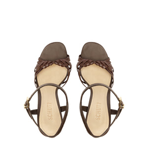 Tara Platform Leather Sandal in Chestnut Brown