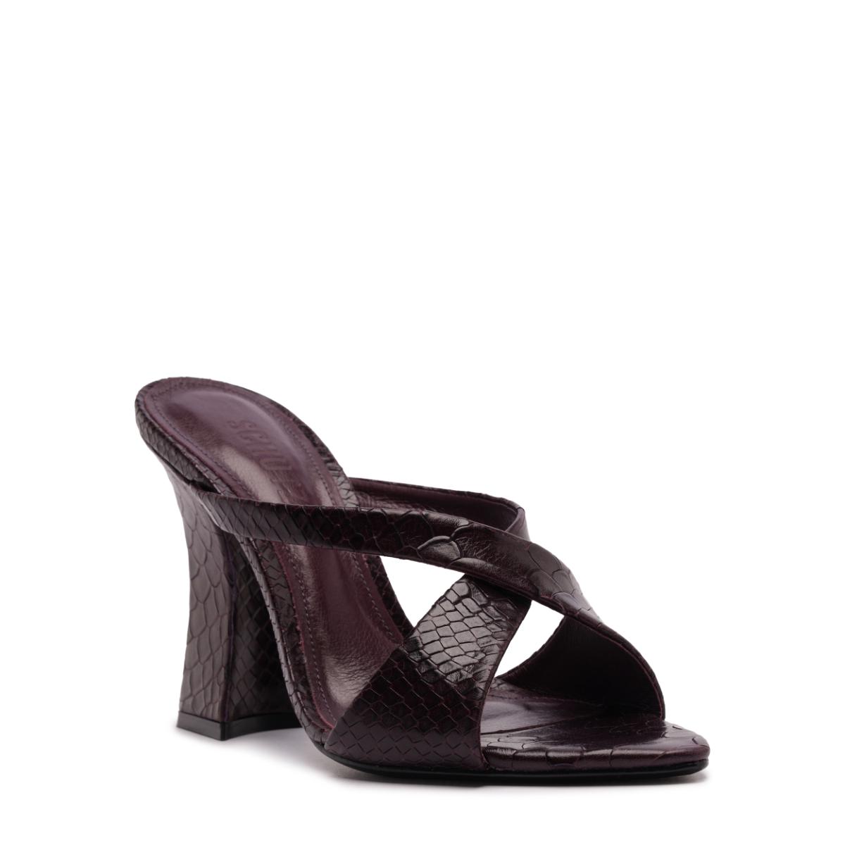 Glenda Leather Sandal in Dark Plum