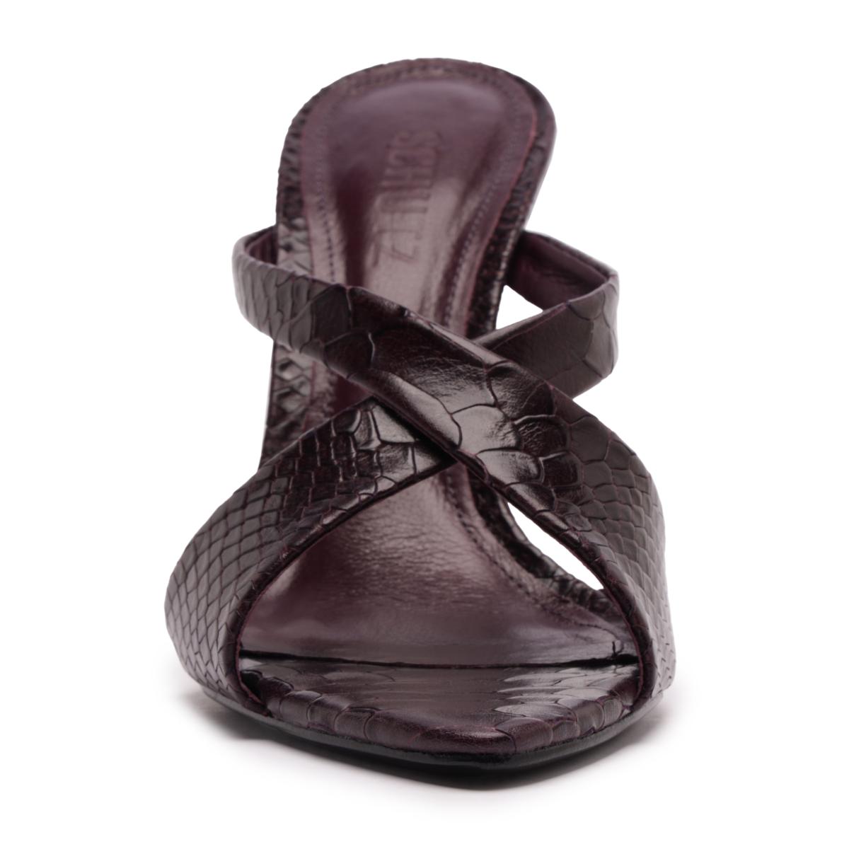 Glenda Leather Sandal in Dark Plum